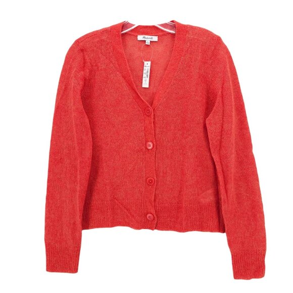 NWT MADEWELL Alpaca Blend Cardigan Sweater V-Neck Orange Lightweight SMALL - Picture 1 of 6